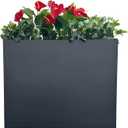 38" L x 13" W x 30" H Metal Tall Rectangular Planter - Large Planter Box for Outdoor Patio/Porch Modern Design for Plants, Flowers, Garden,Spliced Flower Pot (Black)