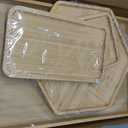 Bamboo Serving Trays 16.5"x11.8"42x30cm with Handle, Set Includes 0.63"(1.6cm) Thick Dinner Plates Hexagon 12.5"(32cm)+Rectangle 9.8"(25cm)*5.9"(15cm)+Square 5.9"(15cm)