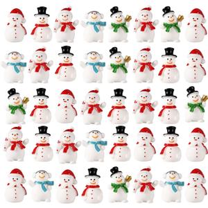 50pcs Snowman Miniatures, Tiny Snowman Ornaments, Mini Christmas Statues for DIY Micro Landscape Crafts, Xmas Home Party Decoration