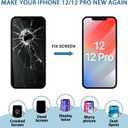 EXW for iPhone 12/12PRO Screen Replacement 6.1" Full HD LCD Display Digitizer, Quality Touch Screen with Repair Tools, Waterproof Seal Compatible with A2172, A2402, A2404,A2403, A2341, A2406, A2408