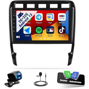SIXWIN Android 13 Car Radio for Porsche Cayenne 2003-2010 2G+32G with Apple Carplay Android Auto Mirror Link 26UI Bluetooth 9 inch Touchscreen with GPS Navigation WiFi EQ FM Backup Camera MIC