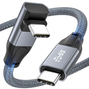 LEIRUI USB C Cable 90 Degree, 20Gbps Type C Data Transfer 4K@144Hz/60Hz 8K@30Hz Video Monitor 100W Fast Charging Right Angle USB C 3.2 Gen 2x2 Cable Compatible with iPhone 15 MacBook iPad (3.3 FT/Nylon Braided)