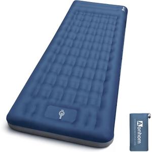 Camping Sleeping Pad, 6" Extra Thick Sleeping Mat with Pillow Built-in Foot Pump, 32.7" Extra Wide Inflatable Sleeping Pads Compact for Camping Backpacking Hiking Traveling Tent (Blue)