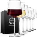 Chouggo 21Oz Crystal Glasses Set of 6, Premium Large White or Red Glasses, Hand Blown Tall Long Stem, Gifts for Women, Men, Wedding, Anniversary, Christmas, Birthday