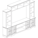 Merax Minimalism Style Entertainment Wall Unit with Bridge, Multifunctional TV Stand with Tempered Glass Door, Modern Console Table for Televisions Up to 70”, Black