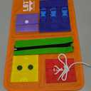 Busy Board Dress Learning Boards for Fine Motor Skills & Learn to Dress, Basic Life Skills Sensory Board, Learn to Zip, Snap, Tie Shoe Laces and Buckle (Type1, Orange)
