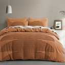 BEDAZZLED Queen Size Duvet Cover, 2 Pillow Covers and Blanket Cover, Pumpkin Brown Textured Duvet Cover Sets, Soft and Breathable Boho Tufted Bedding Comforter Cover Set for Gifts, Comforter Not Included (Pumpkin Brown, Queen) 
