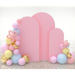 Babenest Dusty Pink Wedding Arch Cover Set of 3, Spandex Fitted Arch Backdrop Cover for Photo, Round Top Chiara Stand Cover for Party Birthday Baby Shower Background Decoration5FT/6.6FT/7.2FT