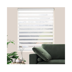 Zebra Roller Shades, Dual Layer Roll Up Blind for Living Room, Semi Sheer Shades Window Privacy Light Control for Day and Night, (Maximum Height 72inch, White Color, Width 34 inch)