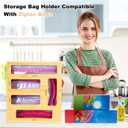 Bag Storage Organizer Compatible with Ziploc Gallon, Quart, Sandwich & Snack Sized Slider Bags,Bamboo Organizer For Drawer(13.7"L*11.8H"*3.1W")