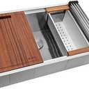 Ruvati 32-inch Workstation Undermount 16 Gauge Stainless Steel Kitchen Sink Single Bowl- Soundproof Undermount Sink with Brushed Finish hides scratches, Modern Workstation Kitchen Sink-RVH8300