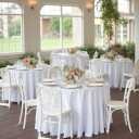 sancua 90 Inch Round Tablecloth White, 8 Pack - Circle Polyester Fabric Table Cloth for Wedding Party Reception Banquet Birthday, Washable Formal Table Cover (Fit 30-72 Inch Tables)