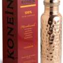 100% Copper Water Bottle, Hammered Finish Design, (34 Oz/1000ml), Copper Bottle for Drinking water with Nature Health Benefits, Leak-Proof, Durable & Eco-friendly, Ayurvedic water Bottle
