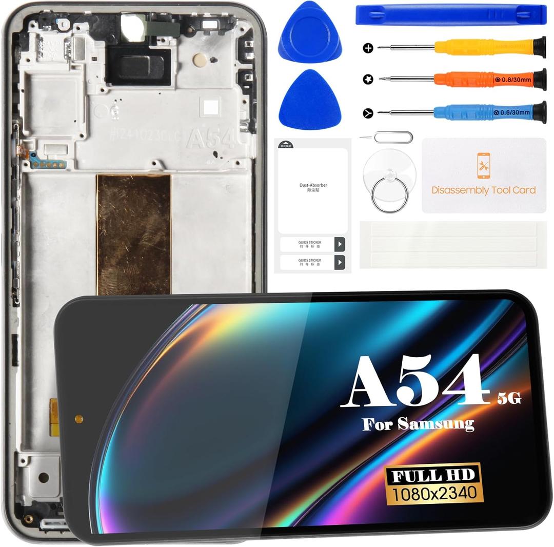 OLED for Samsung A54 Screen Replacement for Samsung Galaxy A54 5g LCD Display Touch Screen Replacement for SM-A546 Digitizer Repair Kits with Frame (Larger Size)