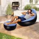 Inflatable Lounge Chair for Adults, Portable Folding Inflatable Blow Up Couch with Foot Stool, Lazy Flocking Recliner Chair Air Sofa for Indoor Outdoor Travel Camping (No Pump)