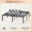 PRAISUN 4000LBS King Bed Frame with Charging Station, 18 inch Bedframe