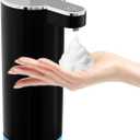 Automatic Foaming Soap Dispenser,Touchless Foam Soap Dispenser,12oz Rechargeabled Wall Mounted Smart for Bathroom and Kitchen Dish Soap,Easy for Toddlers, Black