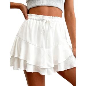Women's Flowy Ruffle Skorts Shorts High Waisted Boho Cute Mini Skirts Casual Dressy Summer Beach Golf Shorts Vacation (M)