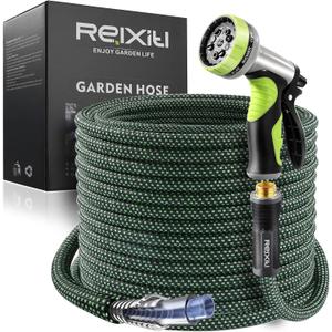 Relxitl Garden Hose, Flexible Water Hose, Ultra Lightweight Non-Expanding hose with 10 Function Sprayer, Leak proof, Pressure Resistant for Yard, Outdoor (Green, 50FT*2) (100FT)