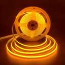 HAMRVL COB LED Strip Lights Orange,DC12V 16.4ft/5M 320leds/M CRI90 Bright Flexible LED Tape 8mm, for Indoor Home Cabinet, Bedroom, Kitchen, Stage, Backlight DIY Lighting(Without Power Supply) (Orange)