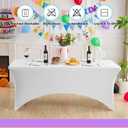 Heochy 1 Pc 6FT Table Cloth for Rectangle Tables - White Tablecloth Rectangular Fitted Stretch Spandex Table Covers 6 ft for Birthday, Cocktail, Wedding, Banquet Spring Outdoor Party