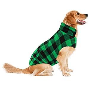 ASENKU Dog Winter Coat, Fleece Doggie Jacket Plaid Reversible Vest Waterproof Windproof Cold Weather Clothes, (Green,3XL)