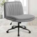 Orange Factory Criss Cross Chair with Wheels Comfy Wide Vanity Desk Chair Dual Base Leather Armless Adjustable Swivel for Home Computer Task (Grey Pu, Faux Leather)