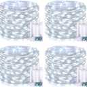 JMEXSUSS 4 Pack 50 LED White Fairy Lights Battery Operated, 16.1ft Christmas Fairy Lights Indoor, White String Lights Waterproof Outdoor for Party Wedding Birthday Holiday Decorations