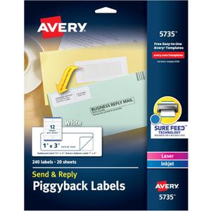 Avery Send & Reply Piggyback Mailing Labels 0, 1 x 3, Pack of 240 (5735) (One Size)