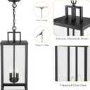 21'' Outdoor Pendant Lantern, 2-Light Modern Black Exterior Chandelier with Clear Glass, Hanging Porch Light for Patio, Yard, Foyer