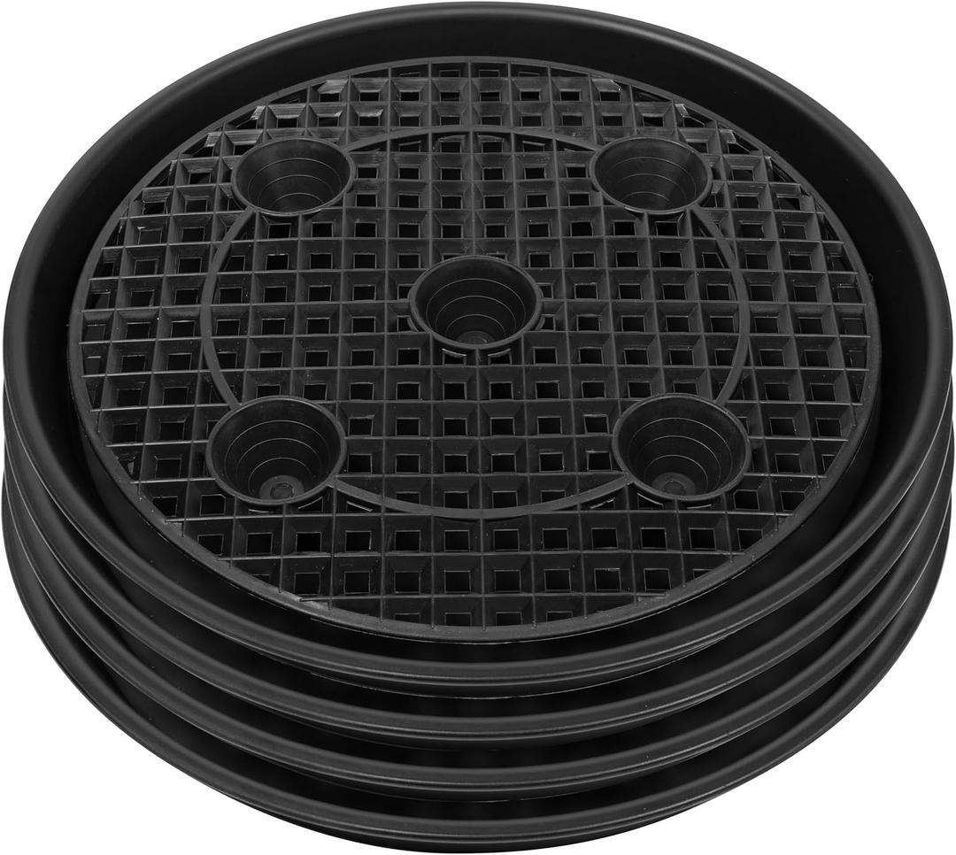 Plastic Plant Saucer Stand,4-Pack 18 19 inch, Elevated Plant Saucer Self-Watering Fabric Pot Base, Use Nonwoven Grow Bags, Plant Saucers Flower Pot Tray for Indoor-Outdoo and Grow Tents Greenhouses