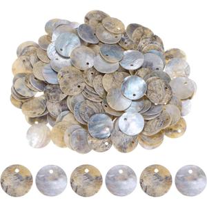 150-Pack Flat Round Shell Coin Drop Charm Beads,15 mm Flat Shell Beads with Hole for DIY Earrings Necklaces Jewelry/Making Accessories [Natural Color]