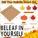 100 Pcs Fall Tree Classroom Bulletin Board Decorations Pumpkin Maple Leaf Bulletin Board Paper Cutouts Be-Leaf in Yourself with Glue Points for Classroom School Home Wall Decor