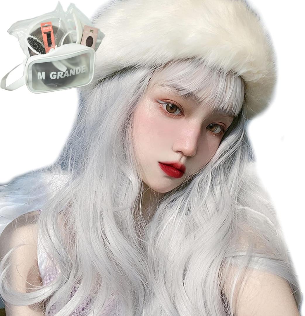 Wig Premium Line Active Top Stylist Produce 6 Items Set Inner Color Line Women's Original Wig Semi-Long Small Face Effectneo White, LCa DY50A