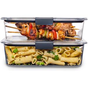 Rubbermaid Brilliance BPA-Free Food Storage Containers with Lids, Airtight Clear Set of 2 (9.6 Cup), Ideal for Lunch, Meal Prep, and Leftovers (Set of 2 (9.6 Cup) Containers)