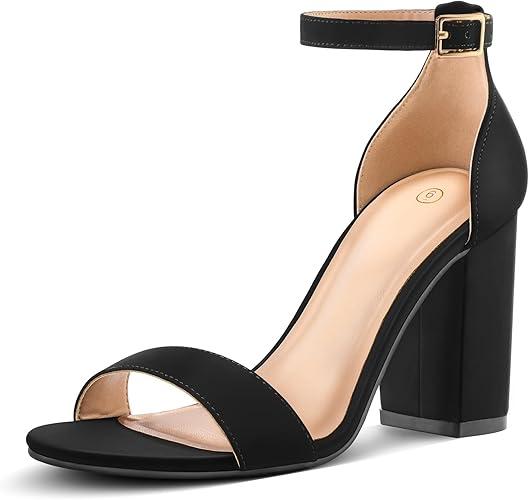 COASIS Women's Chunky Block Heels Open Toe Ankle Strap 3.5 Inch Heeled Sandals 10