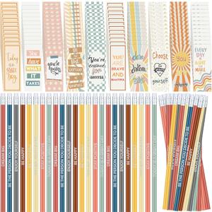 240 Pcs Inspirational Pencils Bookmarks Bulk for Kids 120 Set Back to School Student Gift from Teacher Boho Motivational Classroom Supplies for Teacher Elementary Positive Affirmation Gifts