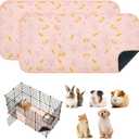 Homimp 2 Pack Guinea Pig Cage Liners,Washable Small Animal Bedding,Waterproof Reusable & Anti Slip Guinea Pig Pee Pad Fast and Super Absorbent Mat for Small Animal Rabbit Bunny Hamster,Pink 24"x47"