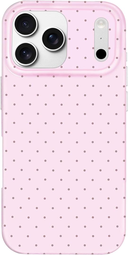 Hython for iPhone 17 Pro Max Case Cute Polka Dot Aesthetic Design Simple Cover 6.9", Thin Slim Anti-Scratch Soft TPU Bumper Shockproof Rubber Protective Phone Cases for Women Girls Girly Boys, Pink