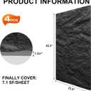 KASARO 3D Faux Stone Wall Panels, 4 PCS PU Wainscoting Panel for Interior Wall Decor, Cement Texture Thicker Accent for Home, Office, 43.3 23.6 inch, Black