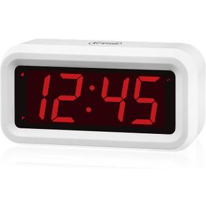 Alarm Clock, Digital Clock, Auto Night-Mode, 3-Level Led Brightness, Battery Powered, 12/ 24Hr, 1.2'' Red Digits Display, Simple Alarm Clock for Kids Adults Girls Boys, Easy to Set, Easy to Read