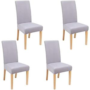 Smiry Velvet Stretch Chair Covers for Dining Room Set of 4, Soft Fit Removable Washable Kitchen Parsons Chair Slipcover Protector, Light Grey