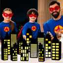 24Pcs Hero Party Favor Boxes Skyscraper City 3D Box with Lights Skyline Buildings Treat Boxes Super Themed Hero Party Centerpiece Decorations for Boys Girls Birthday Heroes Party Supplies (Warm)