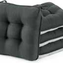 BETU Chair Cushions for Dining Chairs Set of 4,3.5" Thick Kitchen Table Chair Pads with Ties,Non Slip Backing and Covers, Seat Cushion for Dining Room,Bar,Patio Chairs,15.5"X15.5"X3.5",Dark Grey