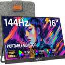 InnoView 16" Portable Monitor 144Hz Portable Gaming Monitor with Protective Sleeve, 1200P FHD External Monitor, Lightweight, Extra Second Screen for Laptop, PS5, Mac, Xbox (Not Includes Adapter)