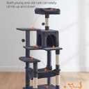 Feandrea Cat Tree, 55.1-Inch Cat Tower, Plush Multi-Level Condo with 4 Scratching Posts, 2 Perches, Hammock, Cave, Smoky Gray UPCT161G01