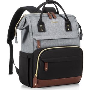 LOVEVOOK Laptop Backpack for Women, 17 Inch Work Business Backpacks Purse With Large Capacity, Waterproof Nurse Bag College Bookbag for School, Waterproof Casual Daypack for Travel (Black-grey-brown)