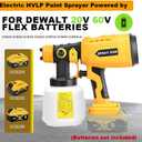 Cordless Paint Sprayer Compatible with Dewalt 20v 60v Flex Batteries (Tool Only) 200W HVLP Paint Gun, 3 Spray Patterns & 4 Size Nozzles for Cabinets,Walls,Furniture,House Painting