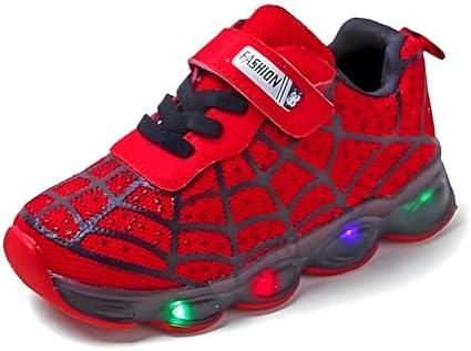 RAYCHY Children's Casual Shoes Boys Breathable Non-Slip Light Sneakers Unisex Luminous Sneakers for Girls Sport Running Shoes 30 Spiderman