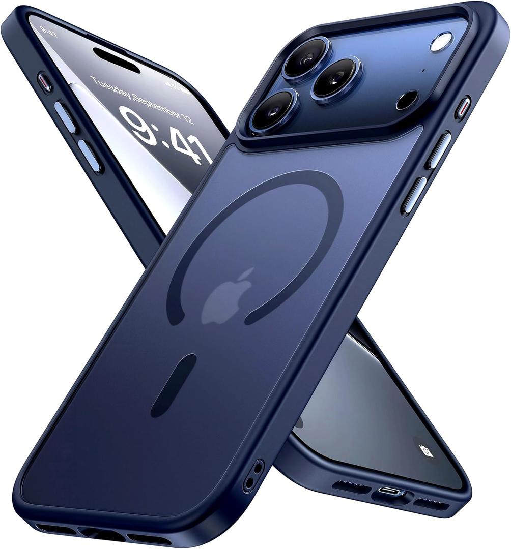 Miracase Magnetic for iPhone 17 Pro Max Case (Compatible with MagSafe) with Screen Protector Military-Grade Protection, Anti-Fingerprint Matte Phone Cover for iPhone 17 Pro Max 6.9 inch, Blue
